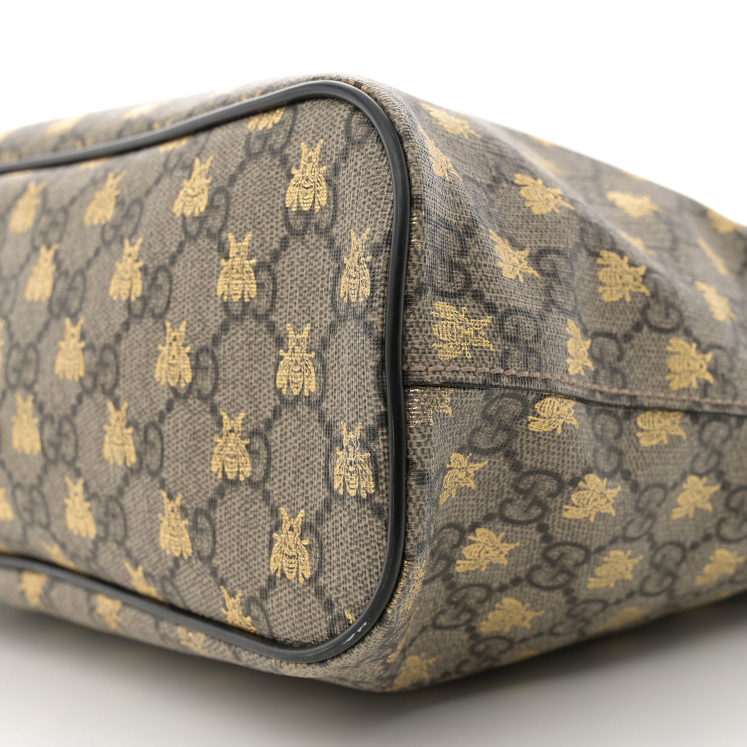 Gucci Soft GG Supreme Monogram Bees Small Crossbody Tote Beige Oro Black 10 of 13