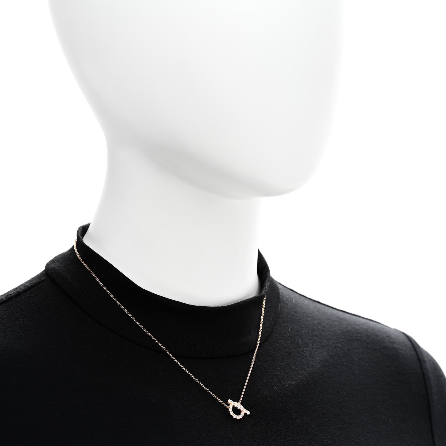 Hermes 18K Rose Gold Diamond Finesse Pendant Necklace 2 of 6