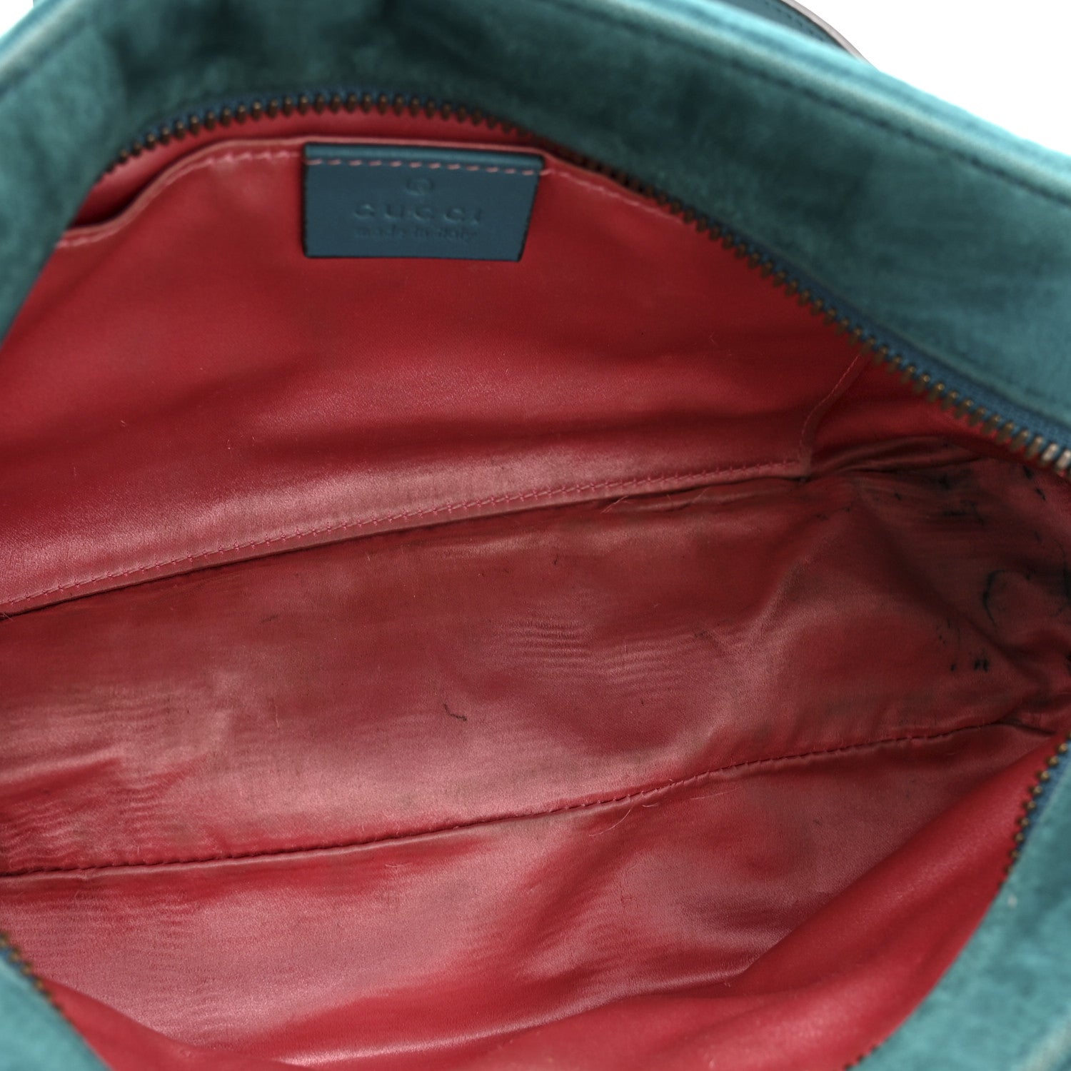 Gucci Velvet Matelasse Small GG Marmont Chain Shoulder Bag Pavone Cyan 5 of 12