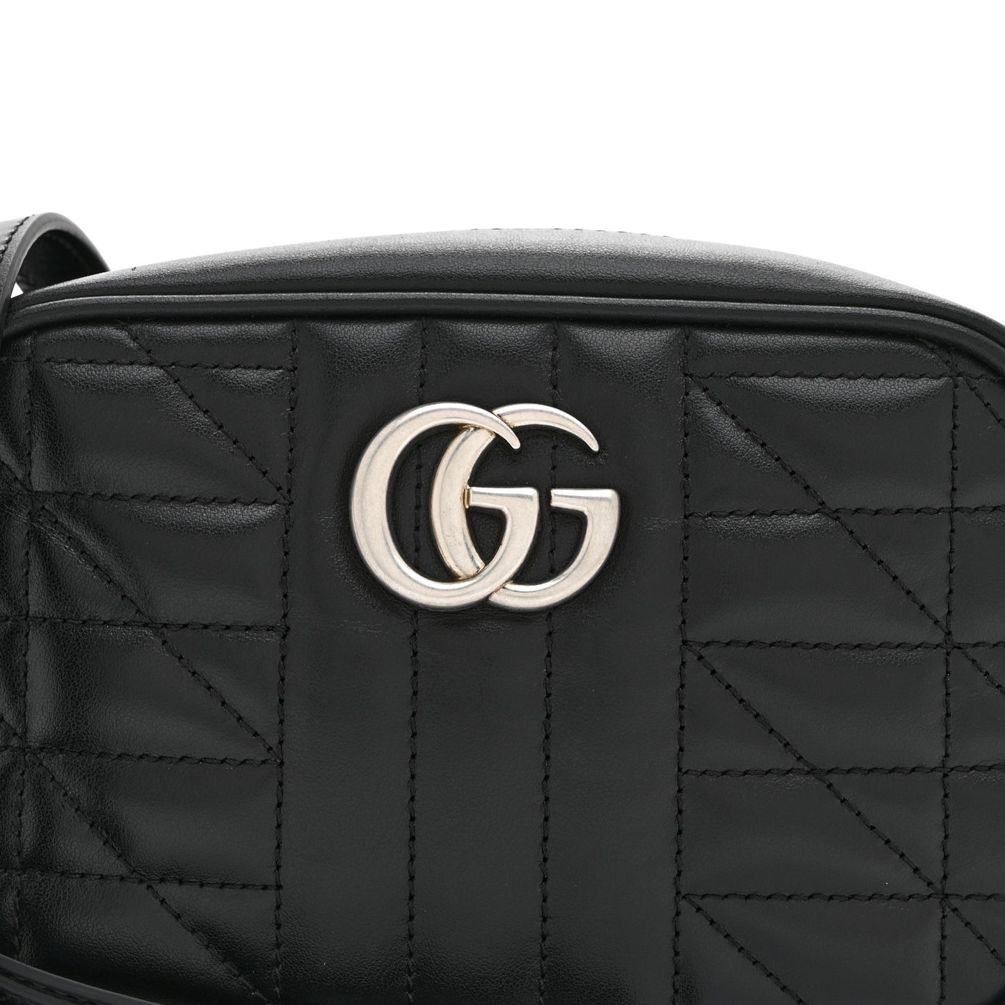 Calfskin Matelasse Aria Mini GG Marmont Chain Shoulder Bag Black