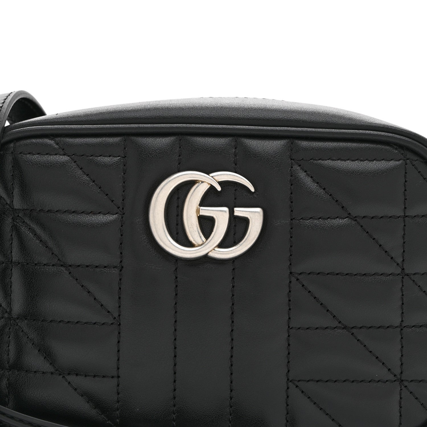 Gucci Calfskin Matelasse Aria Mini GG Marmont Chain Shoulder Bag Black 9 of 11