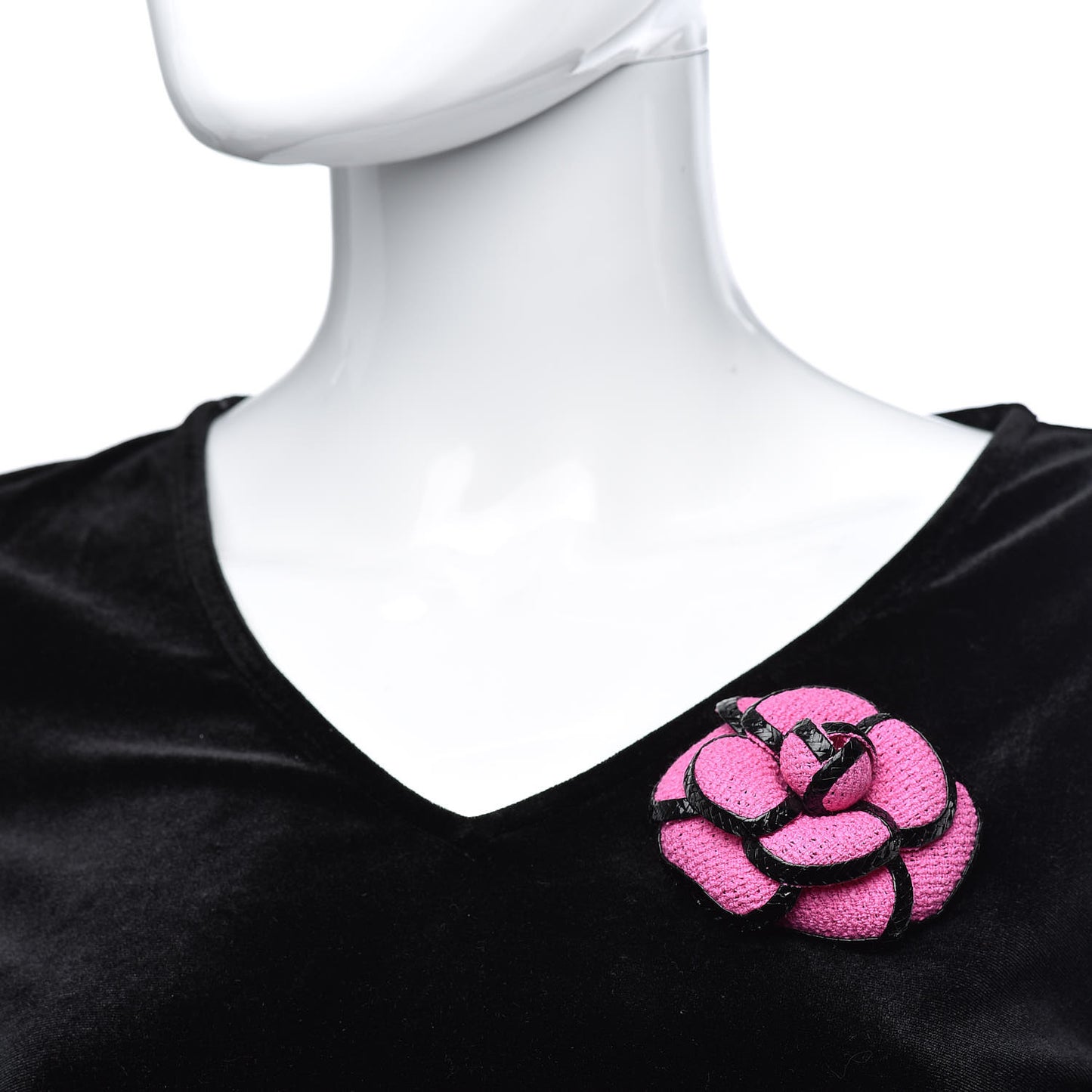 Tweed Camellia Brooch Pink