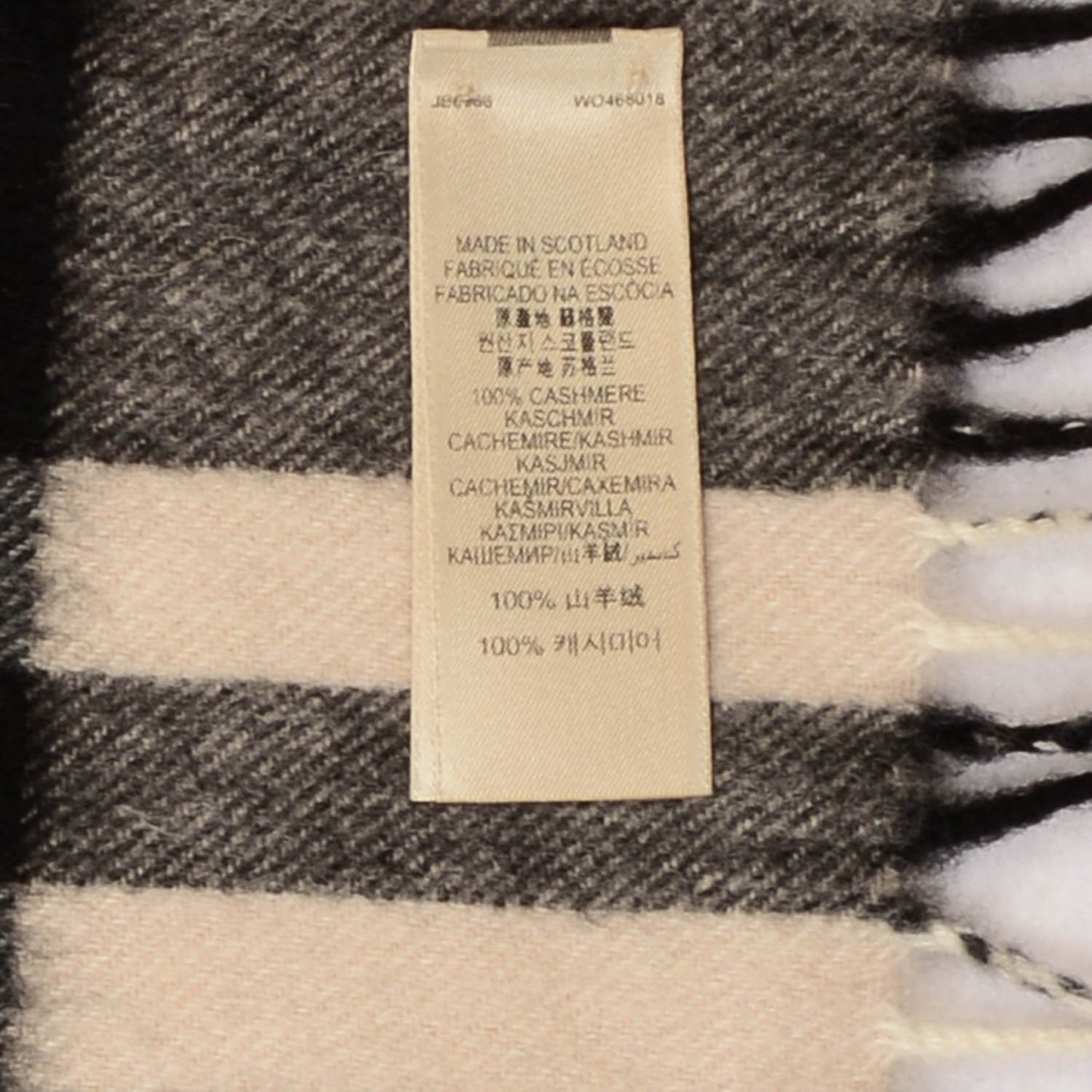 Cashmere Classic Check Fringe Scarf Mid Grey