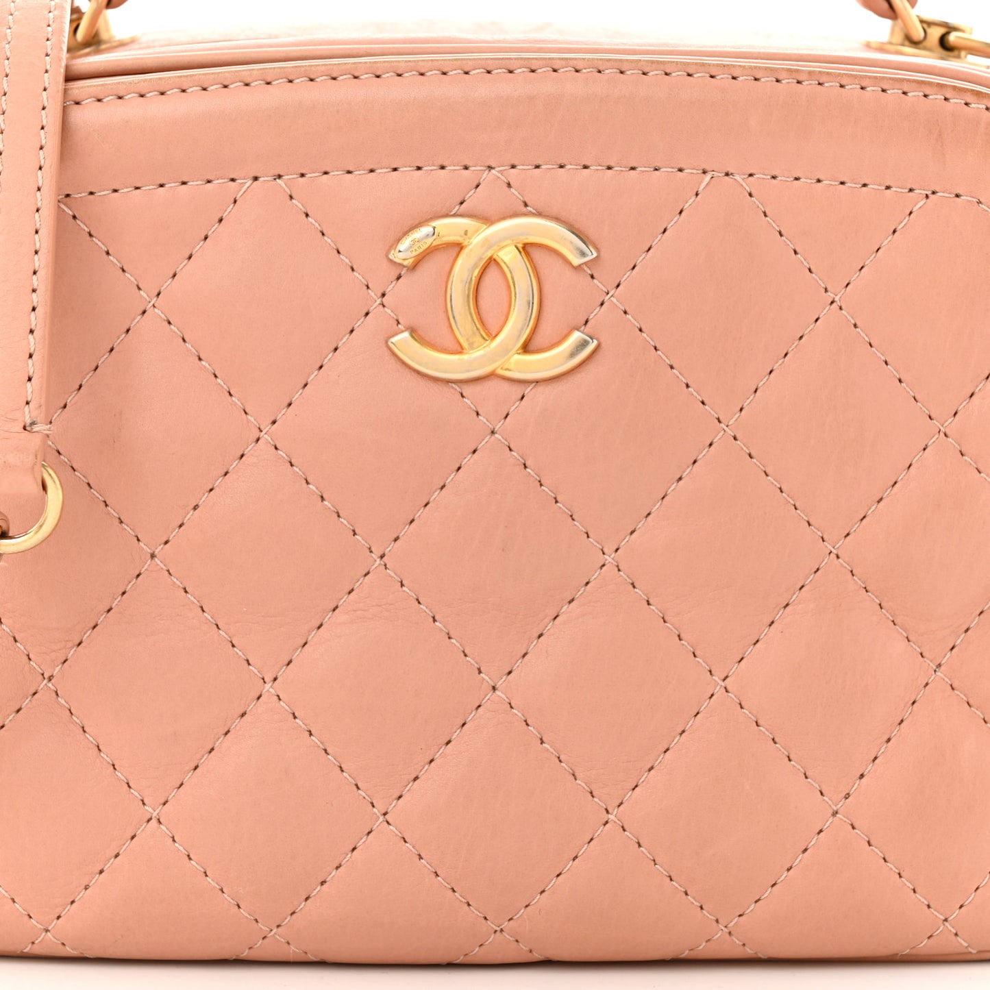 Calfskin Quilted CC Small Vanity Case Beige