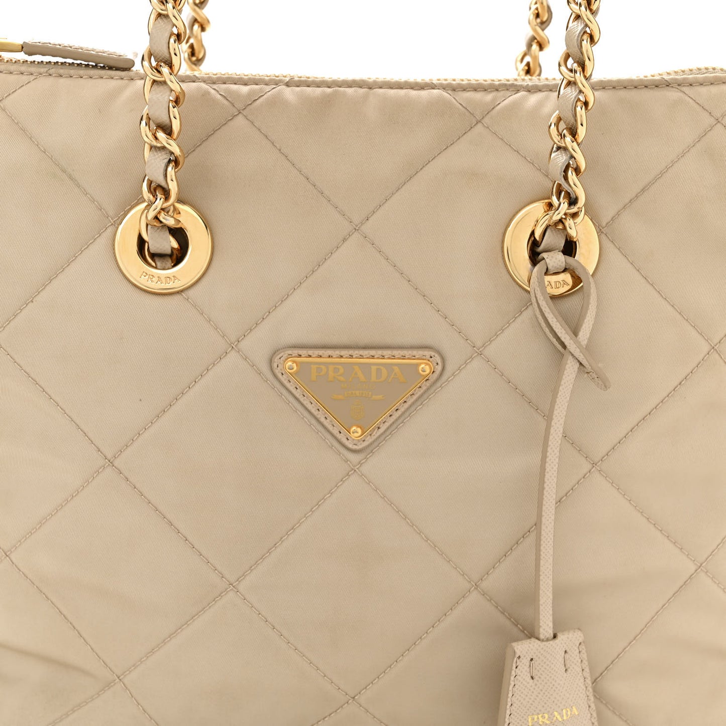 Re-Nylon Stitched Re-Edition 1995 Chaine Small Tote Bag Desert Beige