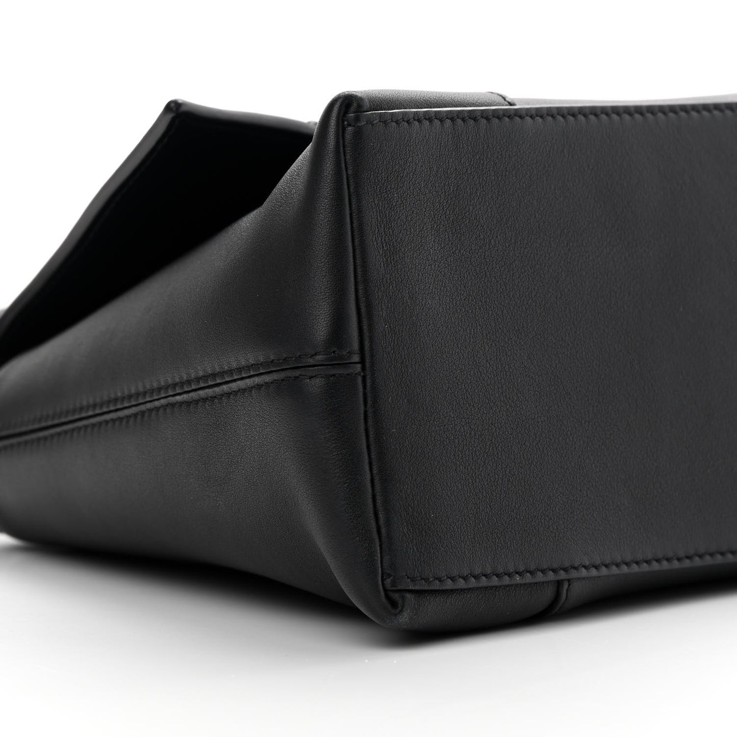 Semi Shiny Smooth Calfskin Monochrome Small Downtown Shoulder Bag Black