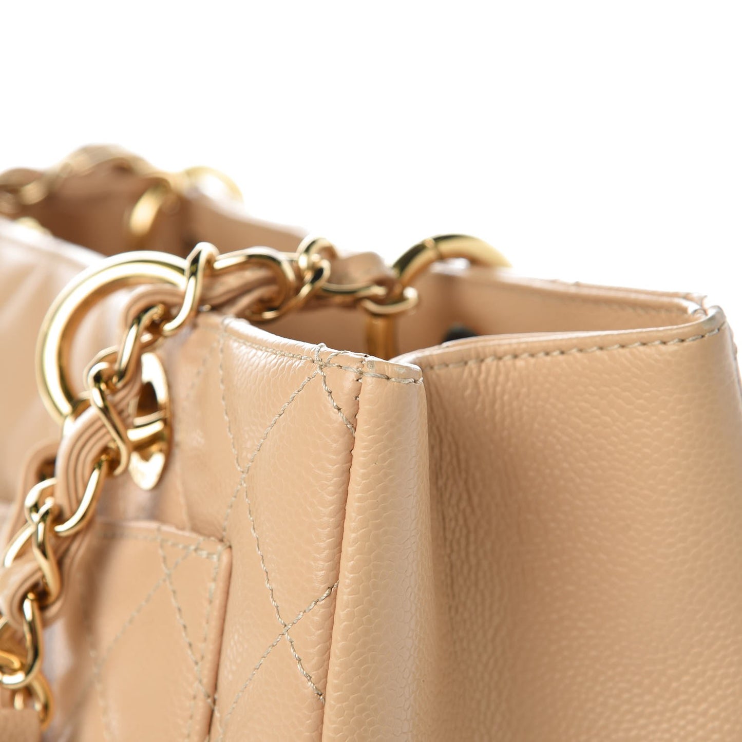 Caviar Quilted Grand Shopping Tote GST Beige Clair