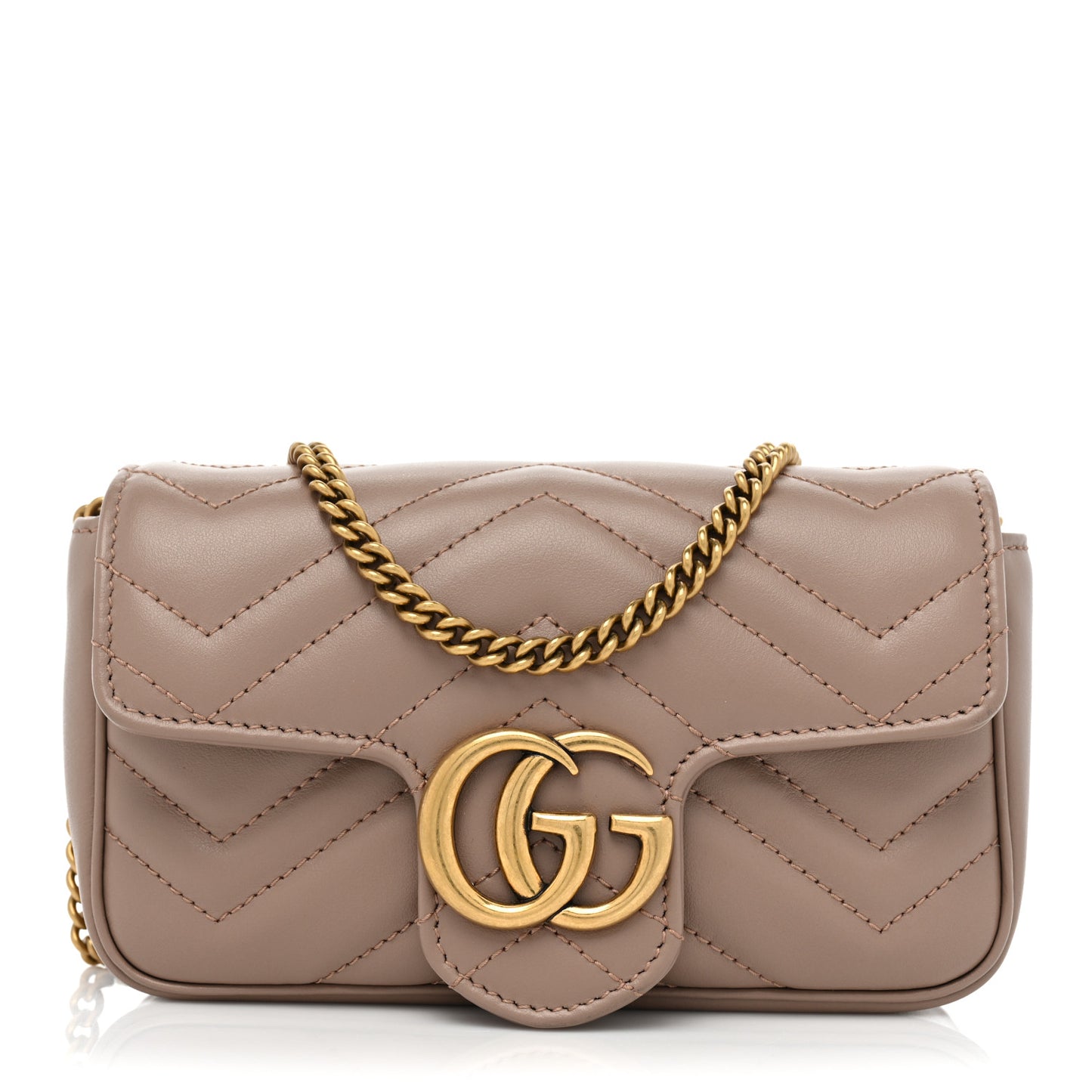 Calfskin Matelasse Super Mini GG Marmont Shoulder Bag Porcelain Rose