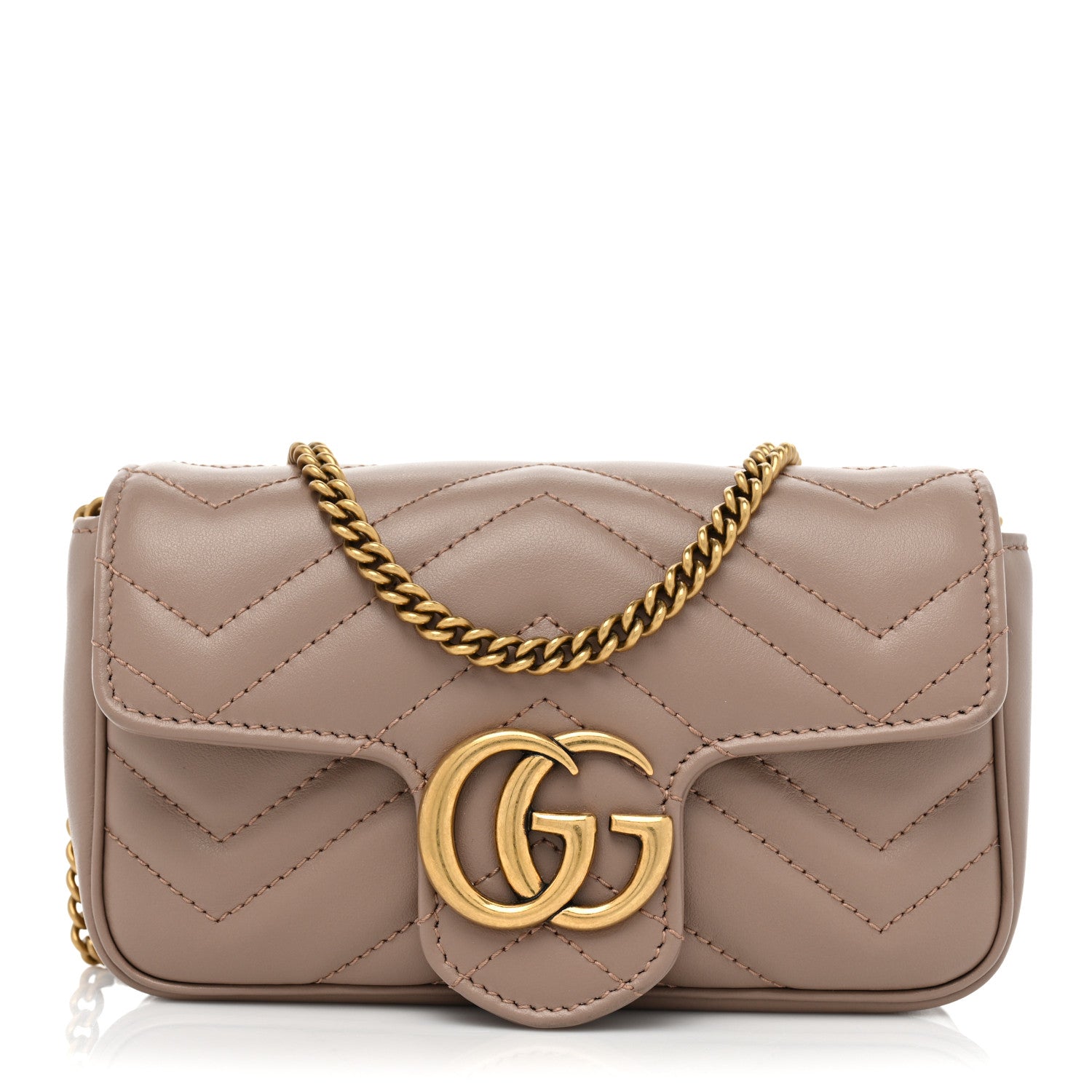 Gucci Calfskin Matelasse Super Mini GG Marmont Shoulder Bag Porcelain Rose 1 of 9