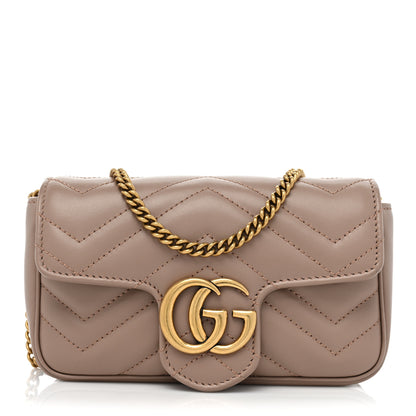 Gucci Calfskin Matelasse Super Mini GG Marmont Shoulder Bag Porcelain Rose 1 of 9