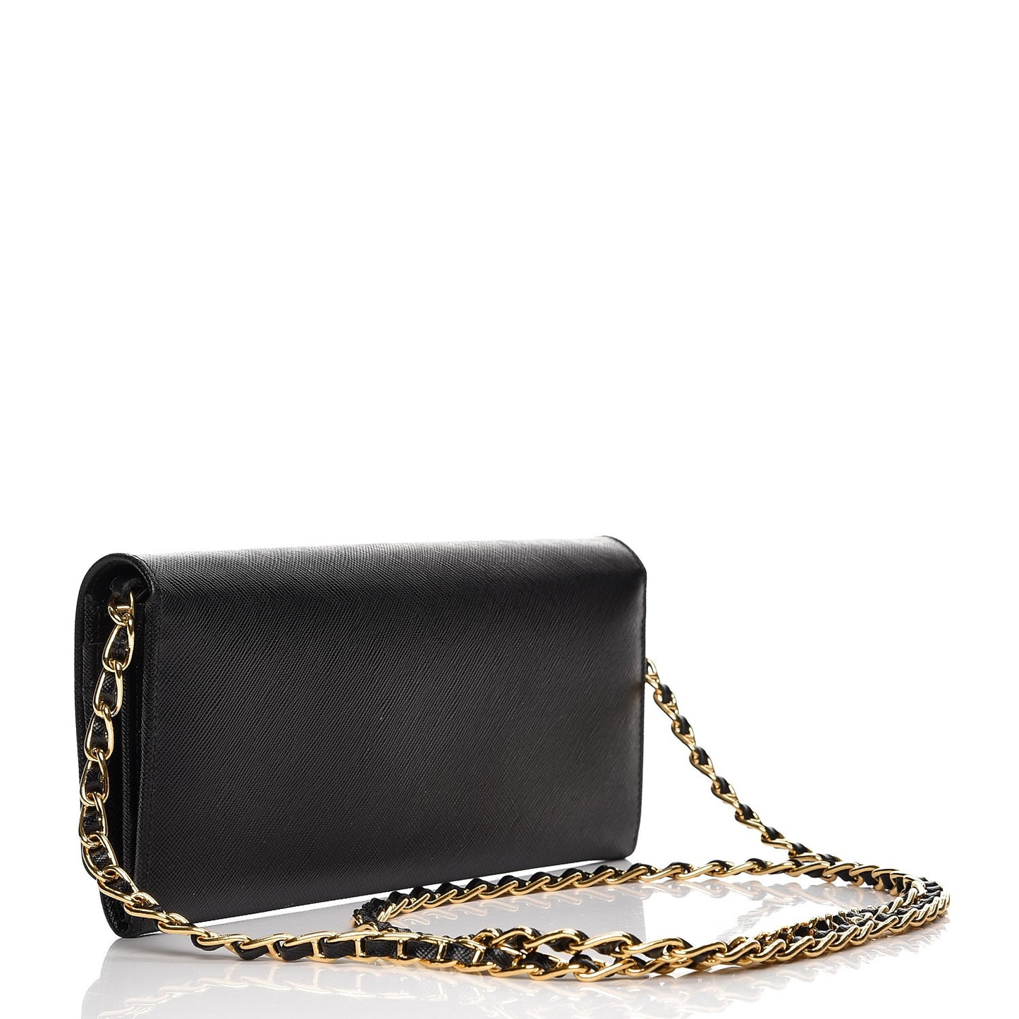 Saffiano Metal Oro Chain Wallet Nero Black