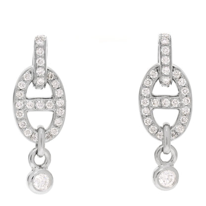Hermes 18K White Gold Diamond PM Chaine D'Ancre Enchainee Earrings 1 of 6