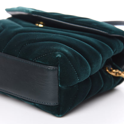 Saint Laurent Velvet Y Quilted Monogram Toy Loulou Crossbody Bag Dark Ottanio 9 of 13