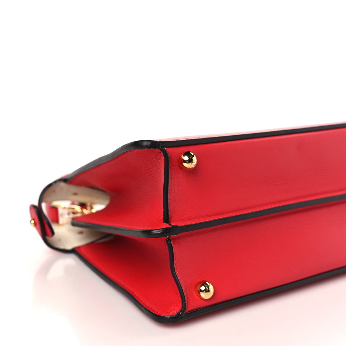 Vitello Seta Nappa Chinese Valentines Day Karligraphy Small Peekaboo I SEE U Satchel Rosso Cardinale Panna