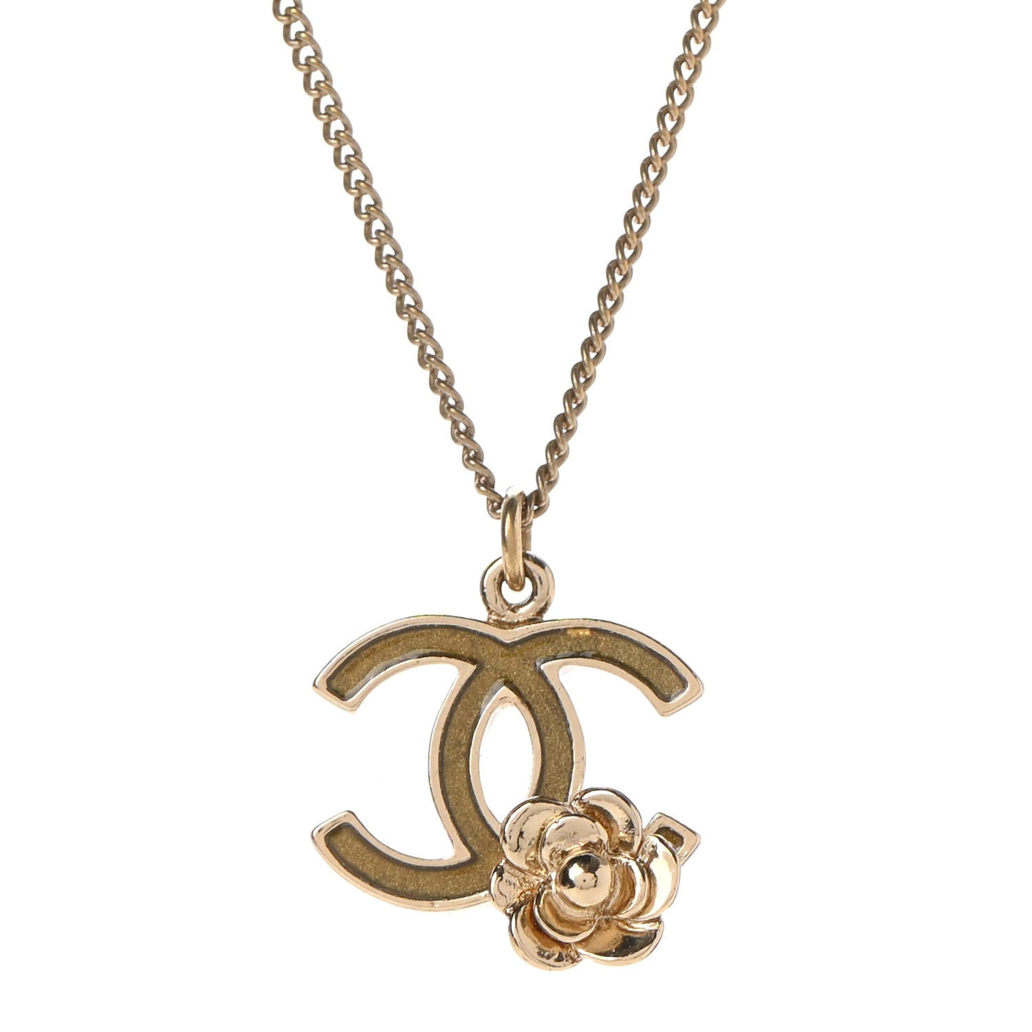 Resin CC Camellia Flower Necklace Gold