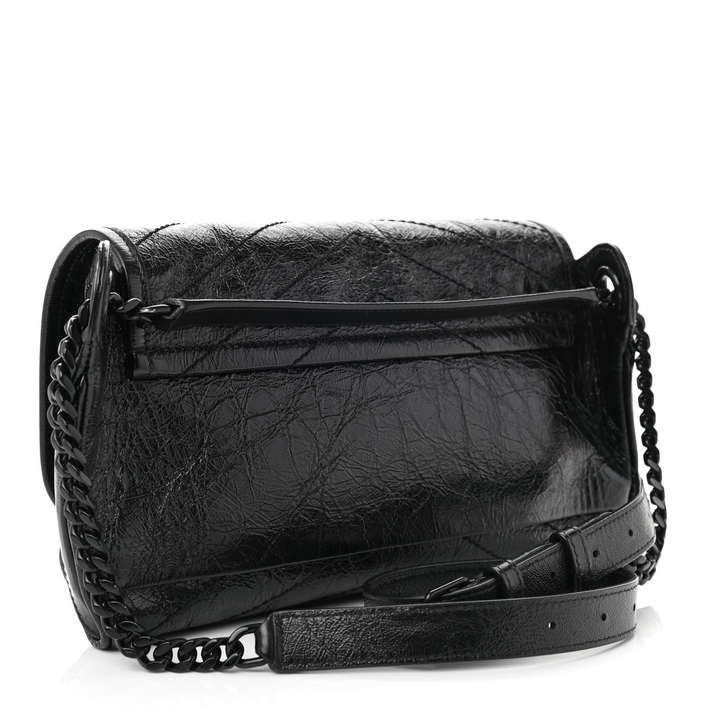 Crinkled Calfskin Matelasse Monogram Niki Body Bag Black