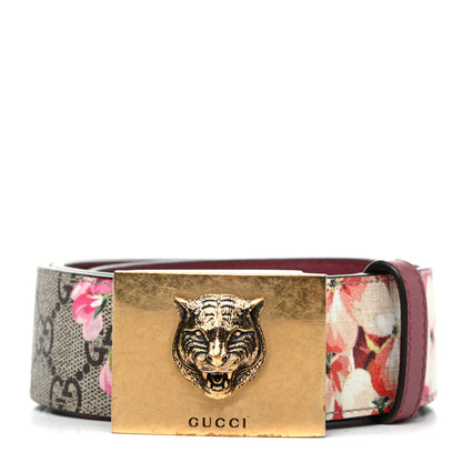 Gucci GG Plus Monogram Blooms Plaque Belt 85 34 Beige Multicolor Dry Rose 1 of 3