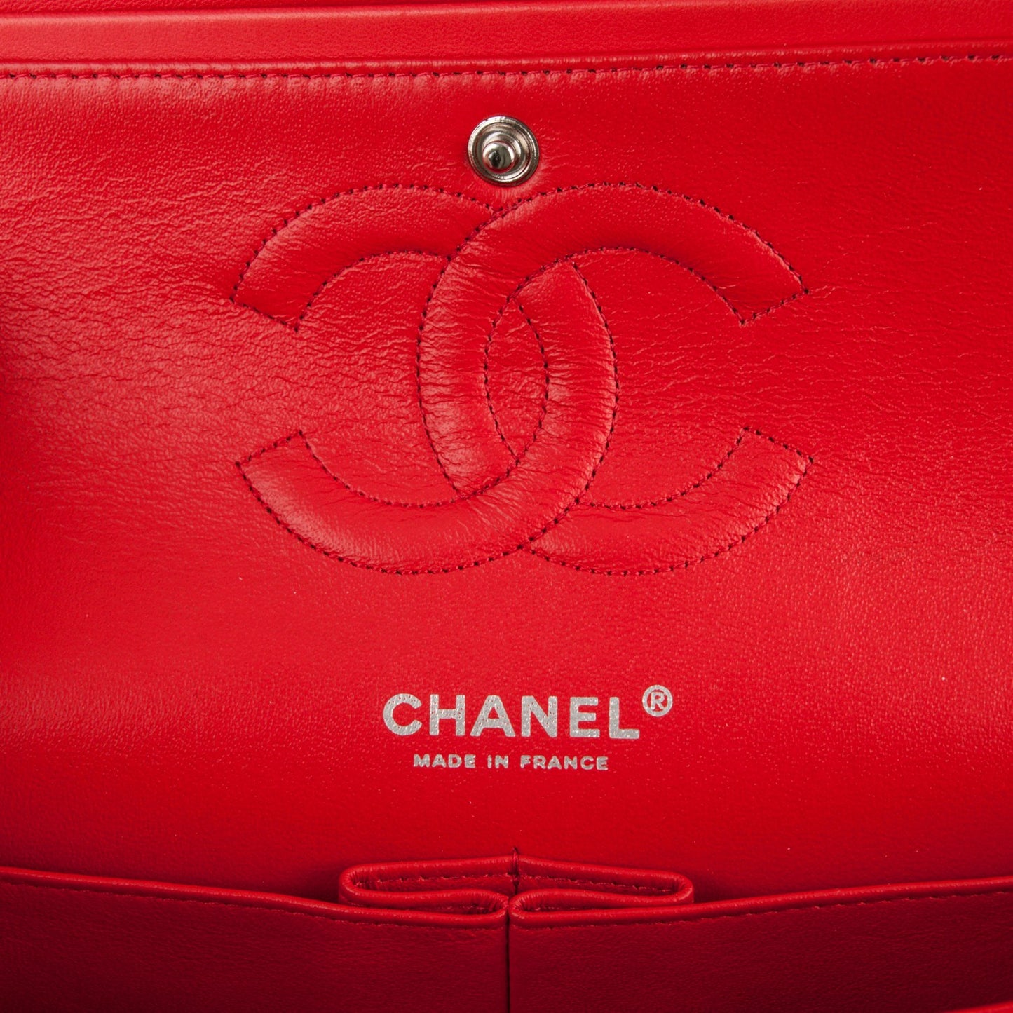 Lambskin Perforated Medium Double Flap Red