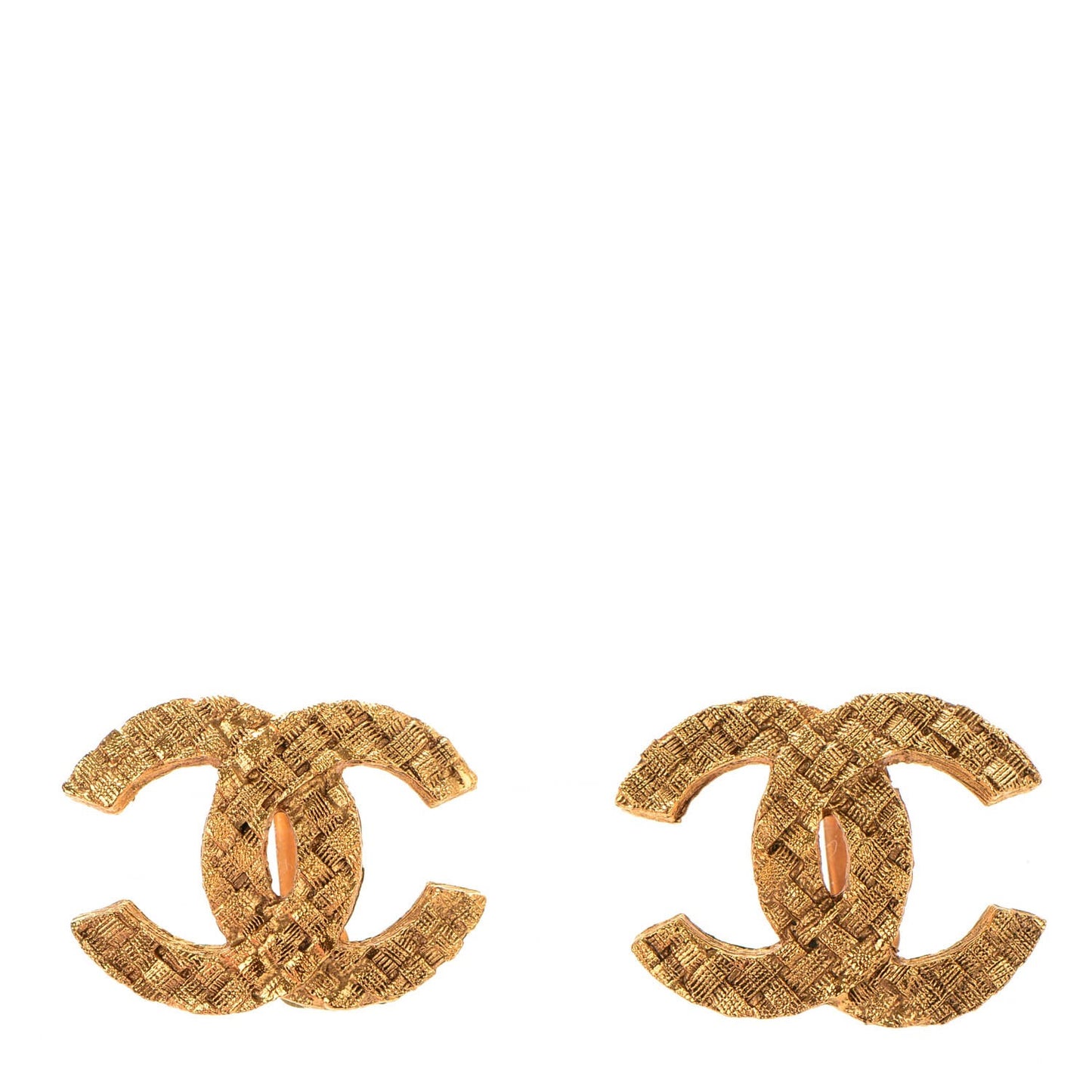 CC Quilted Clip On Earrings Gold