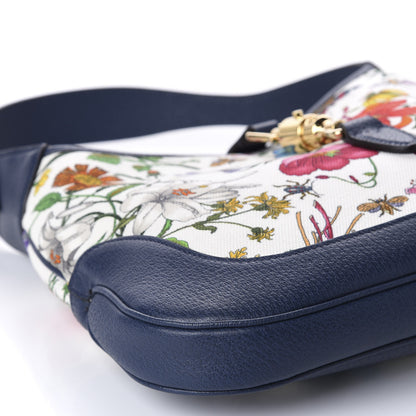 Gucci Canvas Flora Medium Jackie Hobo Blue Agata 6 of 10