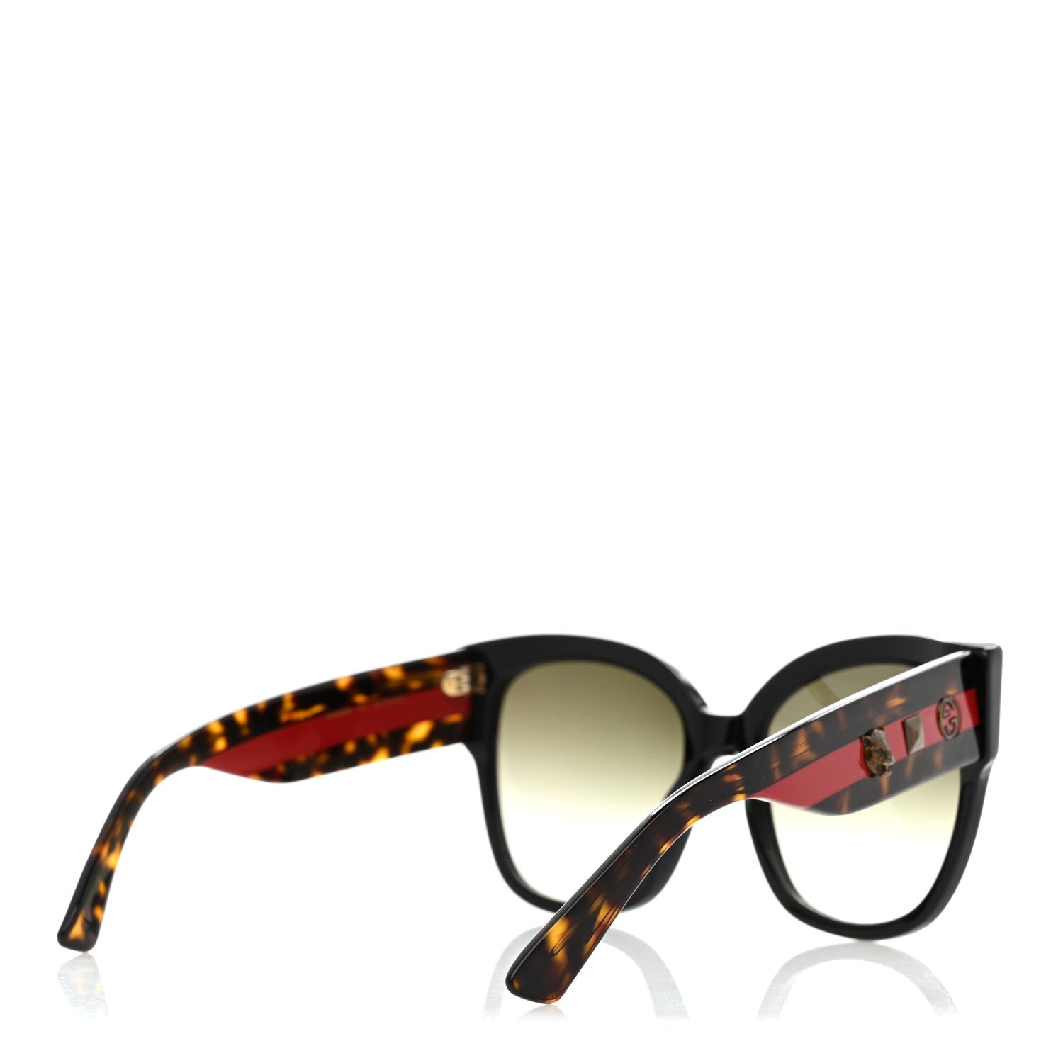 Gucci Acetate Square Frame Web Sunglasses GG0059S Black Tortoise 4 of 8