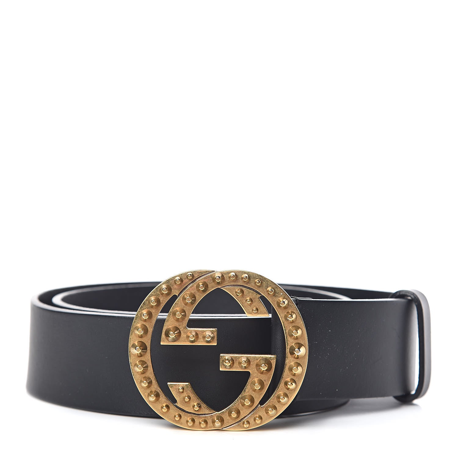 Gucci Calfskin Studded Interlocking G Belt 80 32 Black 1 of 6