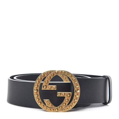 Gucci Calfskin Studded Interlocking G Belt 80 32 Black 1 of 6