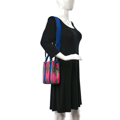Gucci GG Supreme Monogram Textured Dollar Calfskin Rhombus Mini Tote Bag Beige Ebony Pink Blue 2 of 8