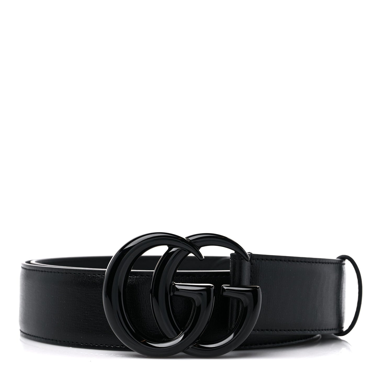 Azalea Calfskin Enamel Monochrome Double G 40mm Belt 110 44 Black
