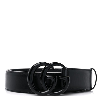 Gucci Azalea Calfskin Enamel Monochrome Double G 40mm Belt 110 44 Black 1 of 5