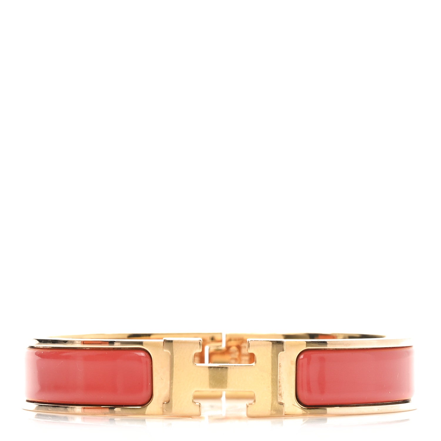 Hermes Enamel Narrow Clic Clac H Bracelet GM Rose Patch 1 of 5