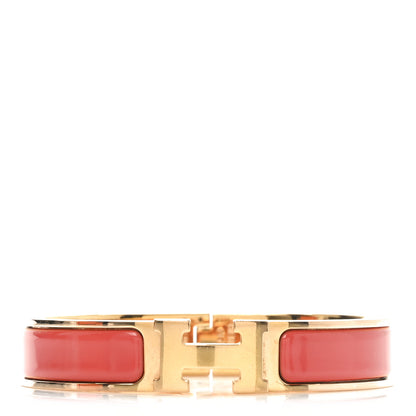 Hermes Enamel Narrow Clic Clac H Bracelet GM Rose Patch 1 of 5