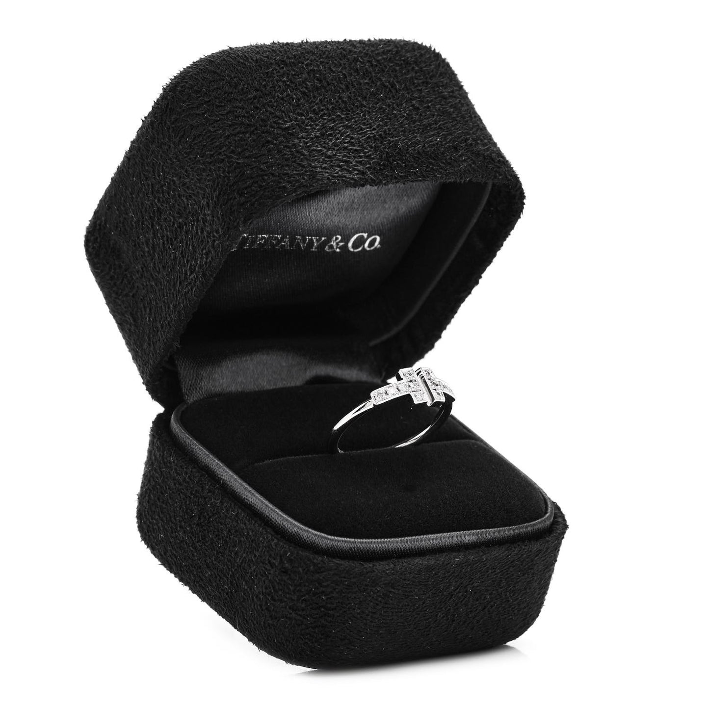 18K White Gold Diamond T Wire Ring 49 5