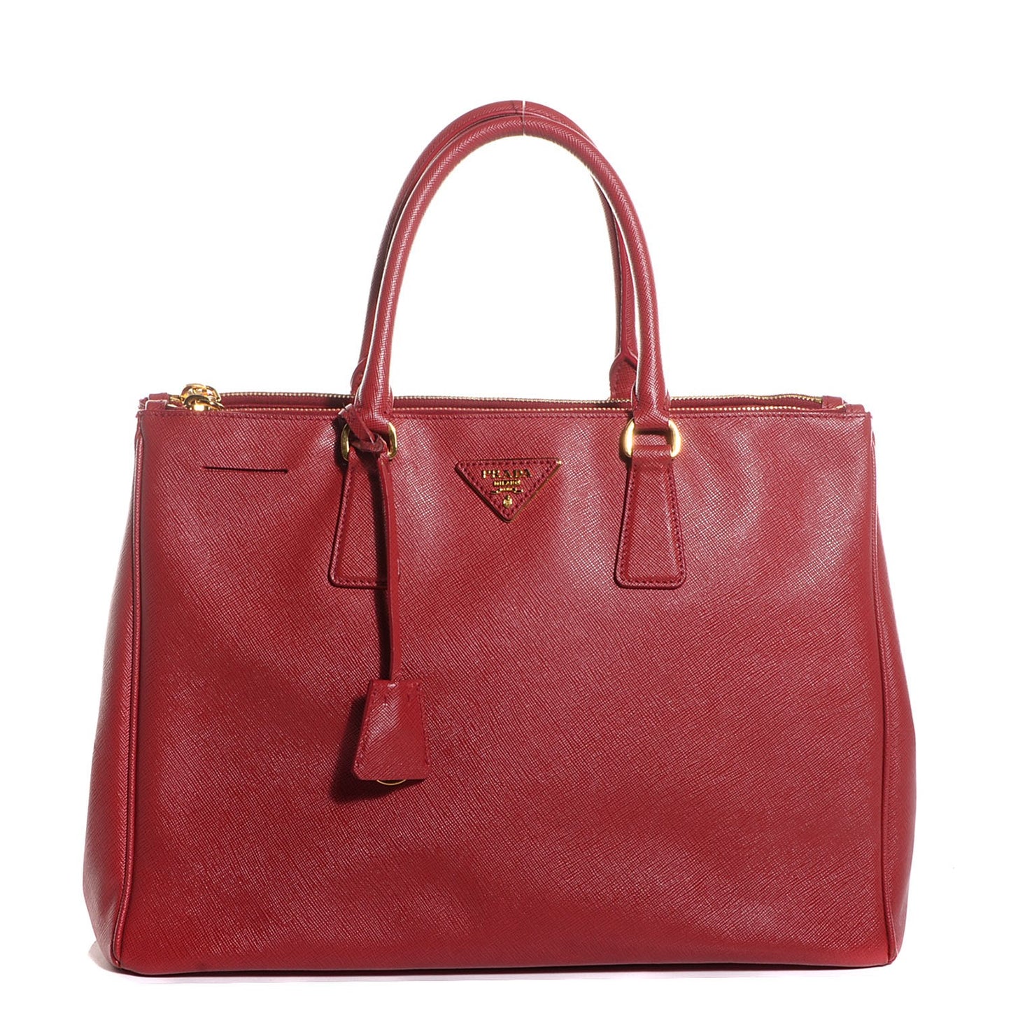 Saffiano Lux Large Double Zip Tote Fuoco