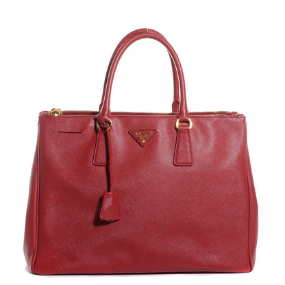 Prada Saffiano Lux Large Double Zip Tote Fuoco 1 of 11