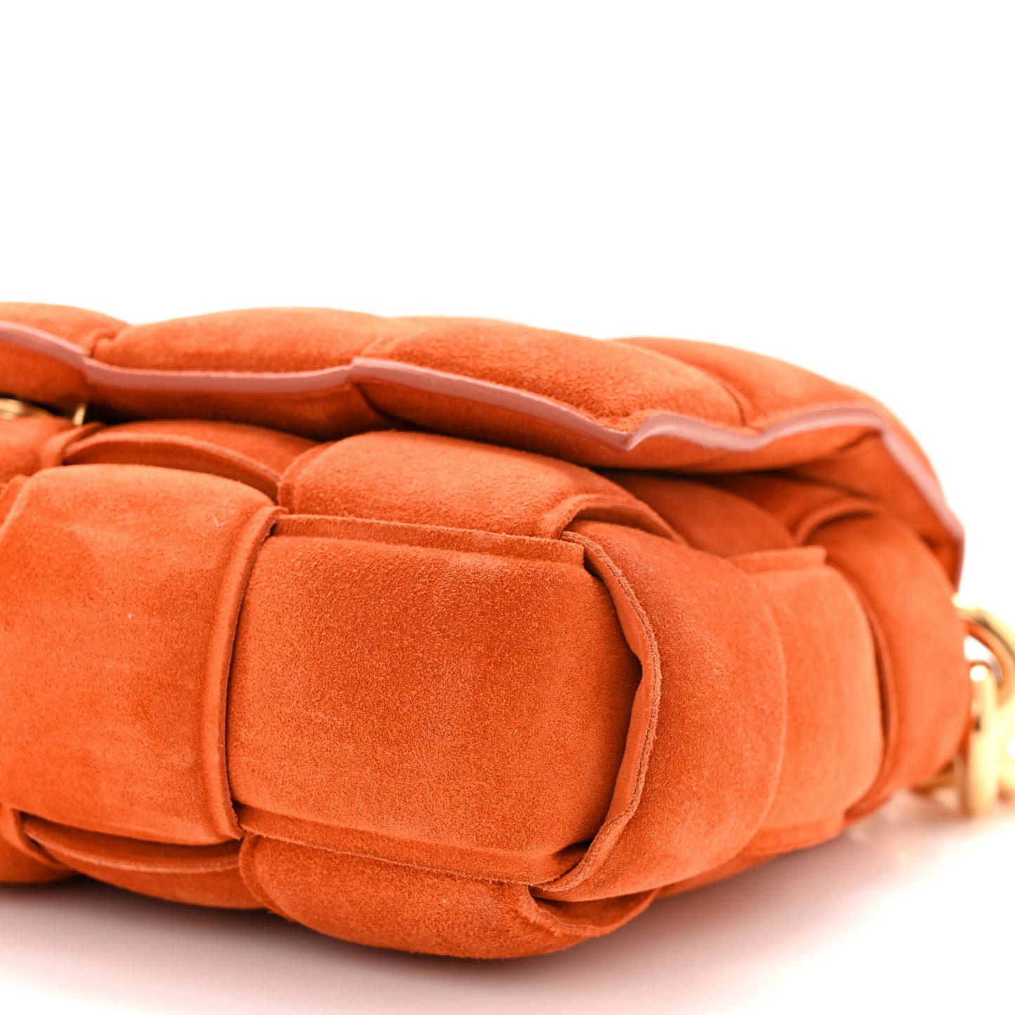 Suede Maxi Intrecciato Padded Chain Cassette Crossbody Bag