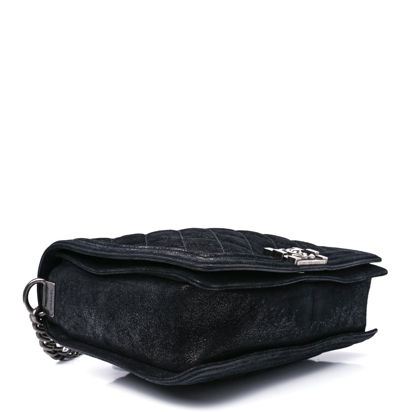 Goatskin Quilted Medium Gentle Boy Flap Black
