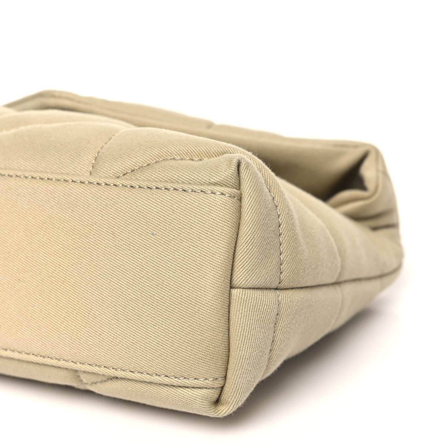 Saint Laurent Canvas Quilted Toy Loulou Puffer Monogram Chain Satchel Cool Beige 10 of 10