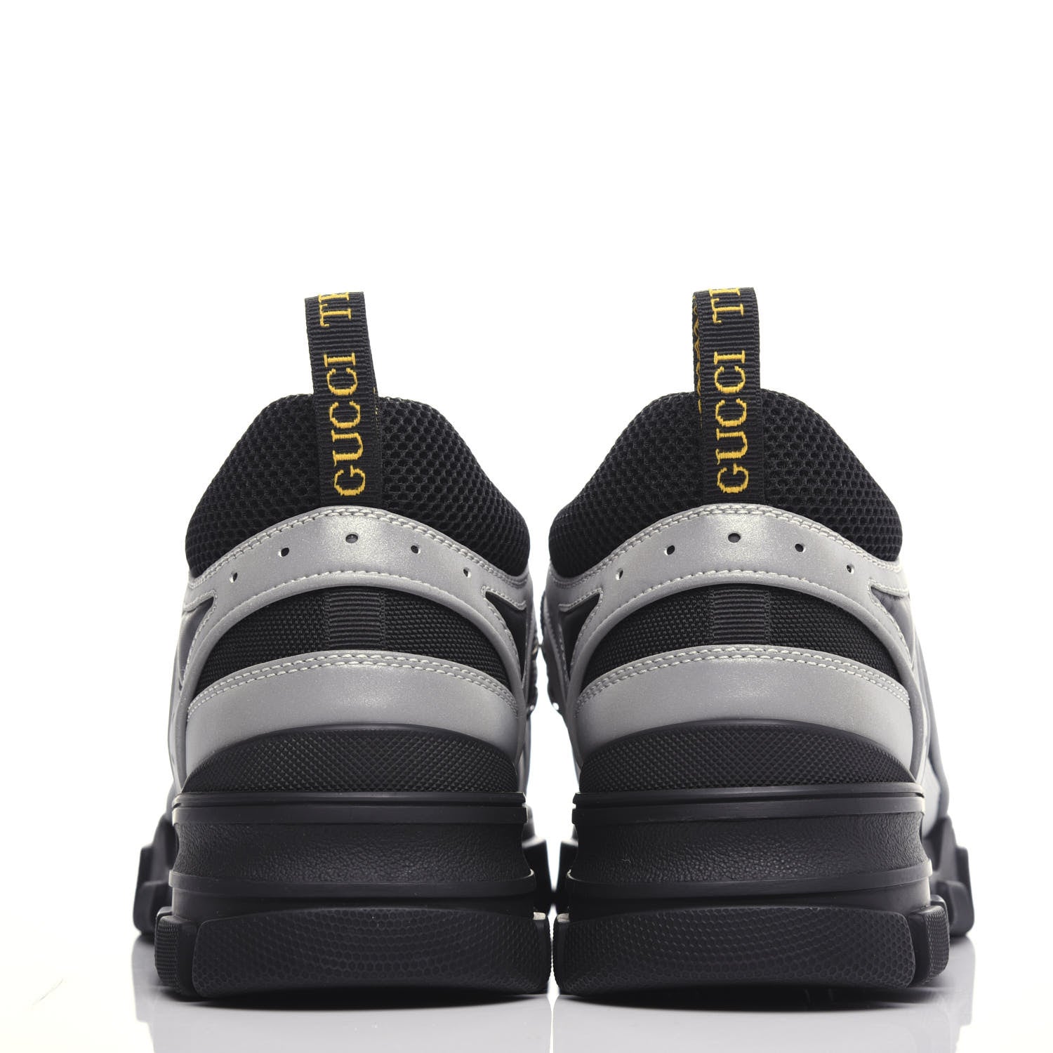 Gucci X SEGA Mesh Technical Canvas Calfskin Reflective Mens Flashtrek Sneakers 11 Silver Black 7 of 9