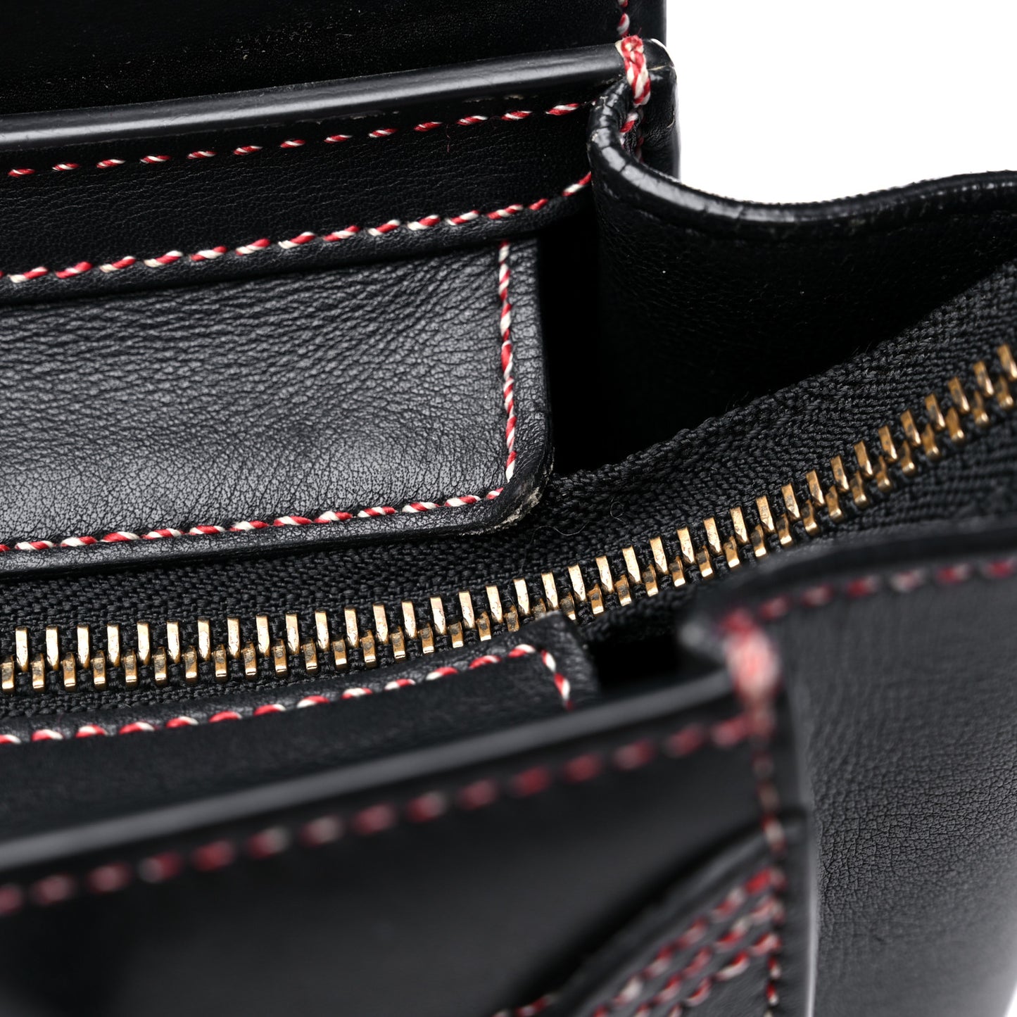 Shiny Smooth Calfskin Stitched Nano Luggage Black Multicolor