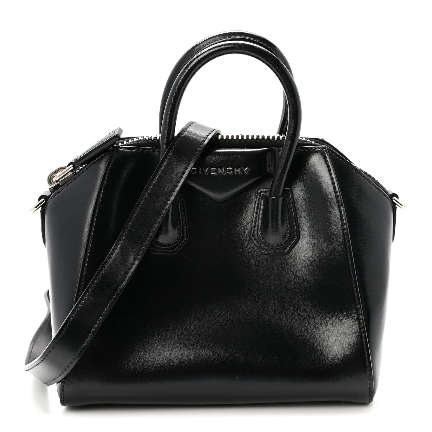 Shiny Lord Calfskin Mini Antigona Black