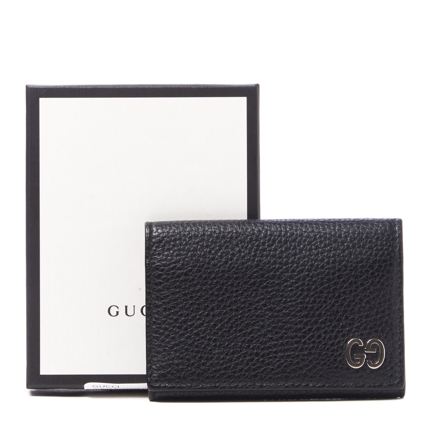 Pebbled Calfskin Dorian Card Case Black