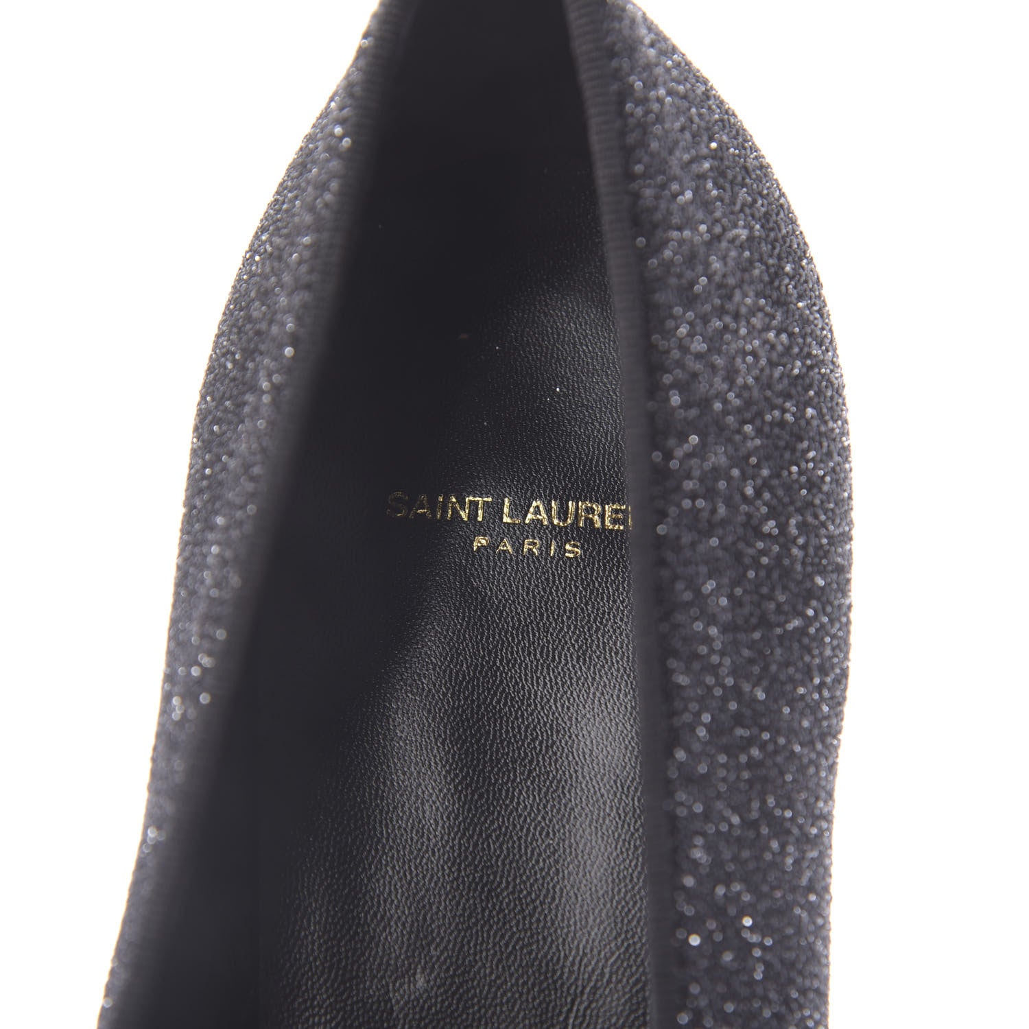 Saint Laurent Metallic Calfskin Smoking Slipper Flat Loafers 38.5 Black Glitter 6 of 8