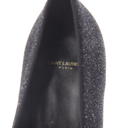 Saint Laurent Metallic Calfskin Smoking Slipper Flat Loafers 38.5 Black Glitter 6 of 8