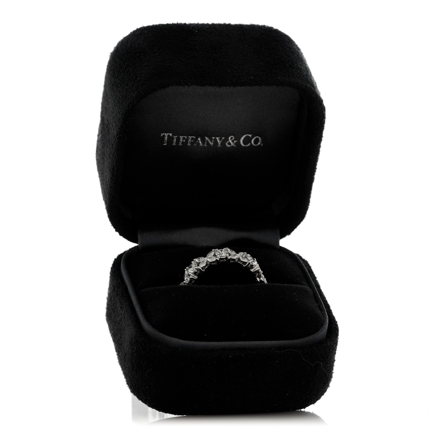 Tiffany Platinum Diamond Victoria Alternating Band Ring 53 6.5 5 of 5