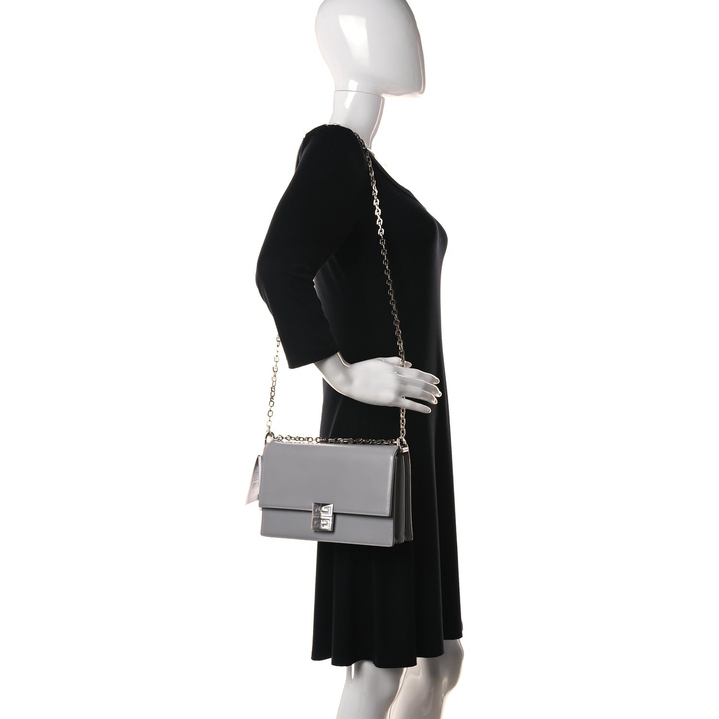 Calfskin Medium 4G Chain Shoulder Bag Cloud Grey