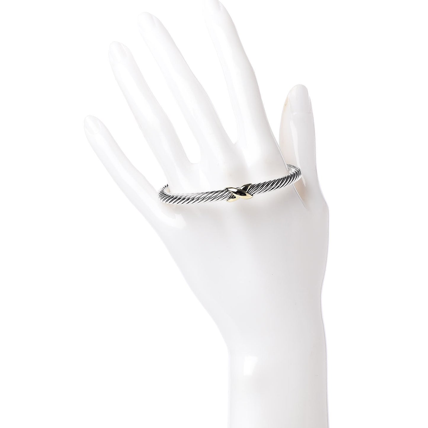 Sterling Silver 14K Yellow Gold 5mm X Station Cable Bracelet