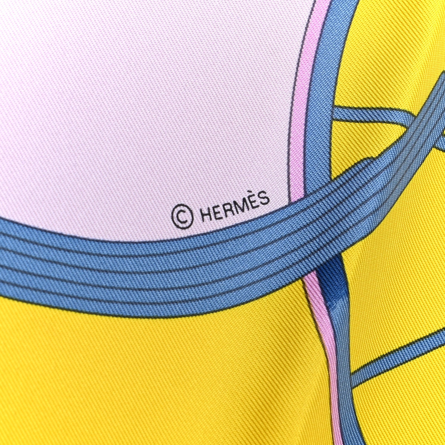 Hermes Silk Springs Scarf 90 Jaune Citron Parme Blanc 3 of 5