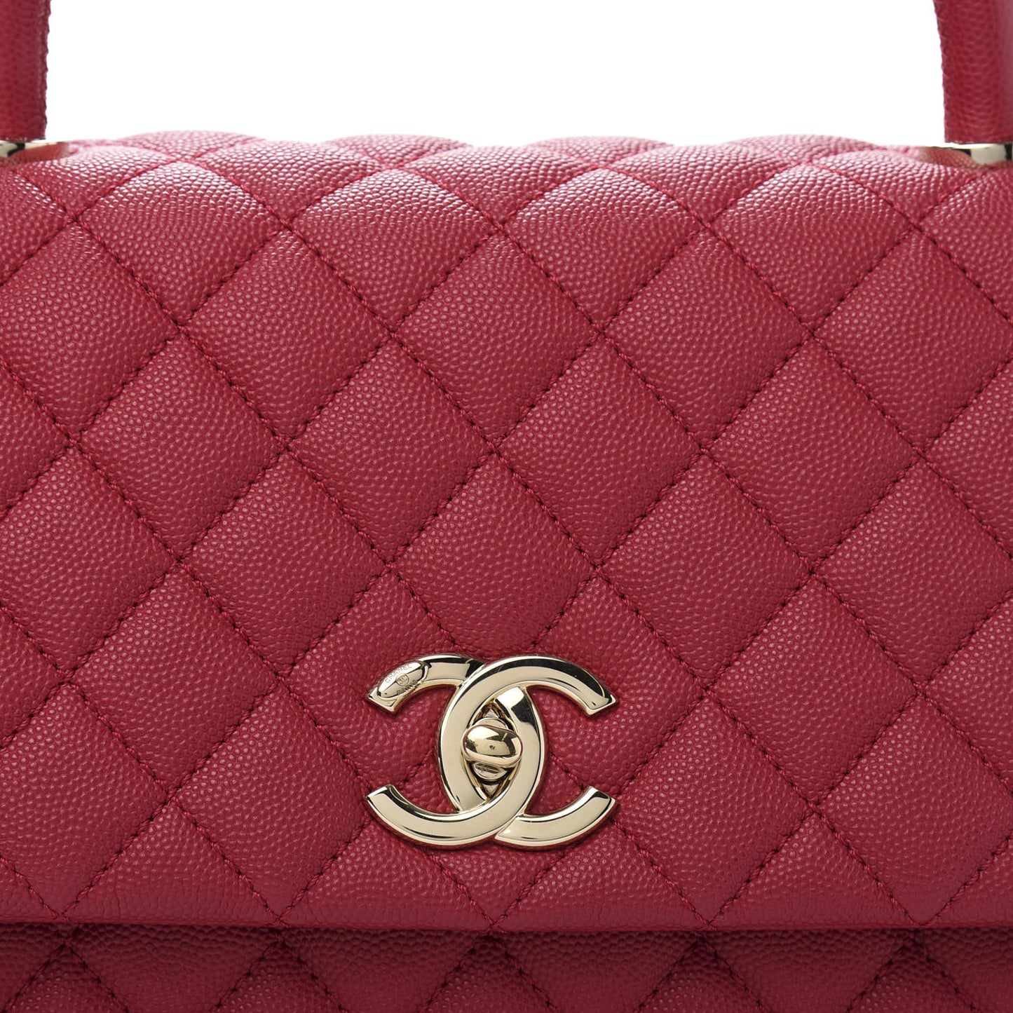 Caviar Quilted Small Coco Handle Flap Dark Pink
