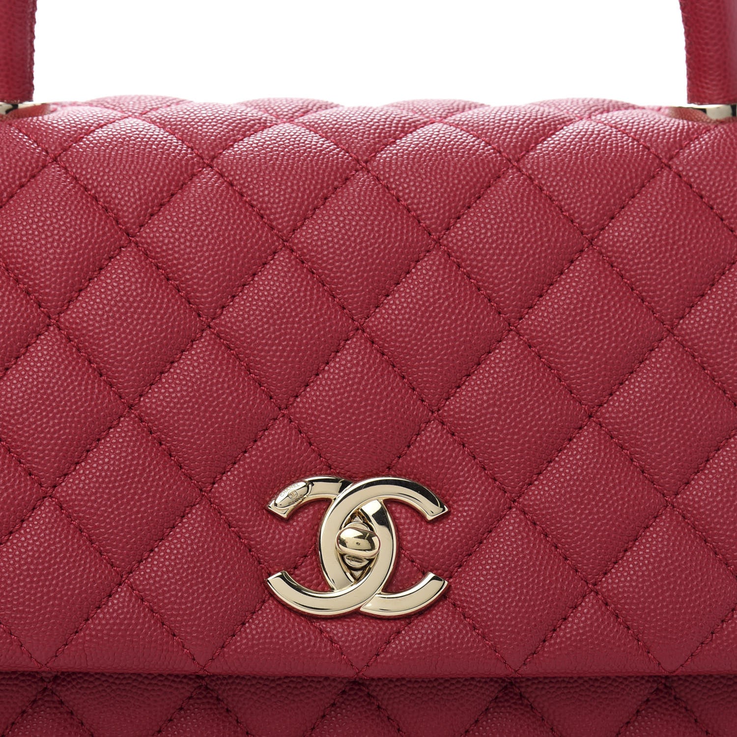 Chanel Caviar Quilted Small Coco Handle Flap Dark Pink 10 of 12